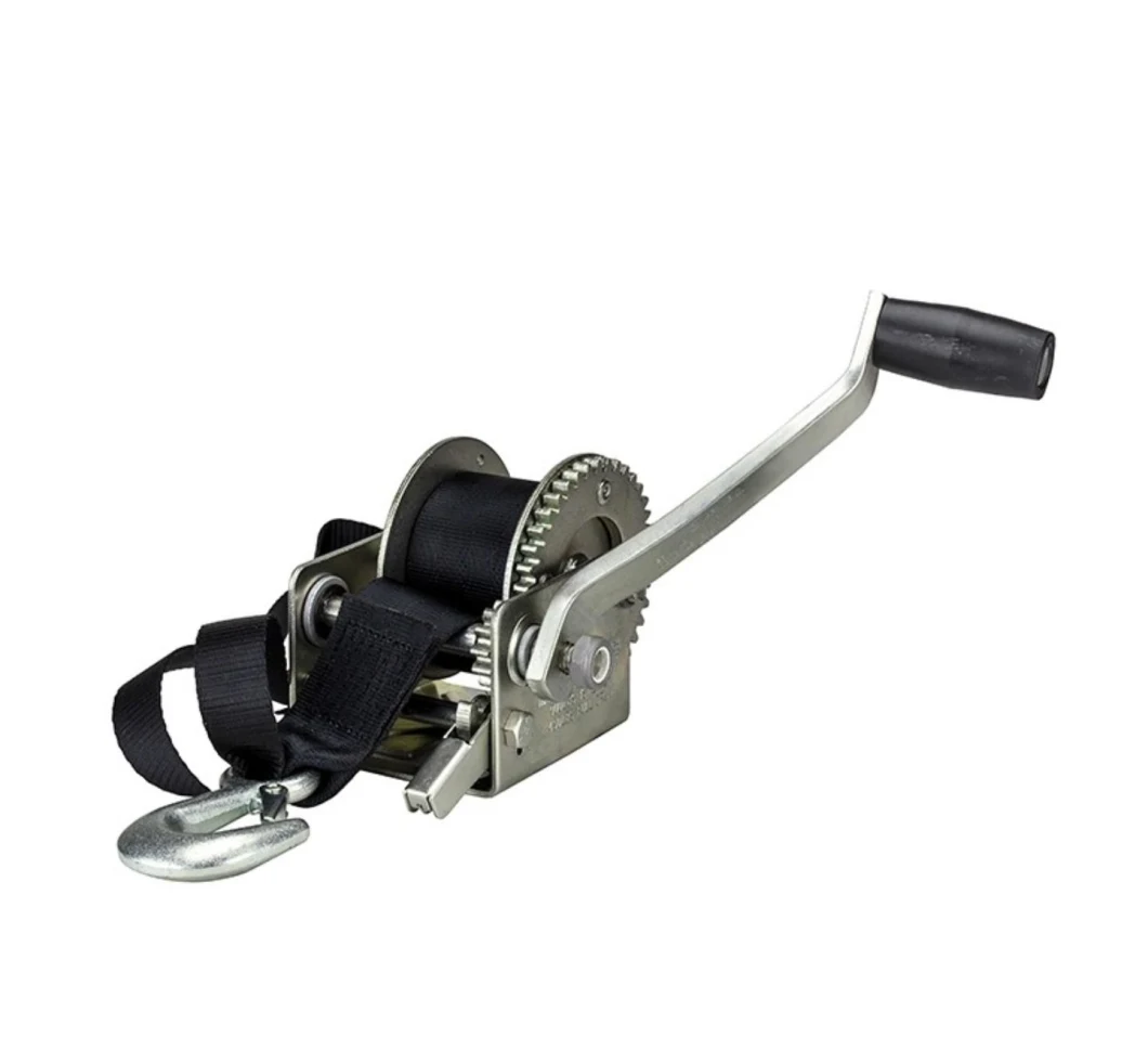 OEM Single Speed Hand 900 Lbs Winch with 12′ Strap - 6" Handle